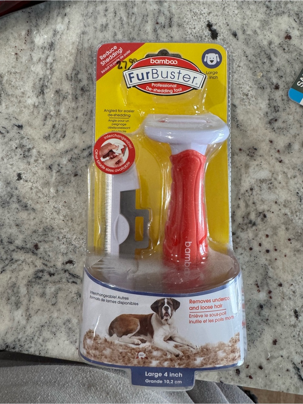 BAMBOO FurBuster Professional De-Shedding Tool - Red and White